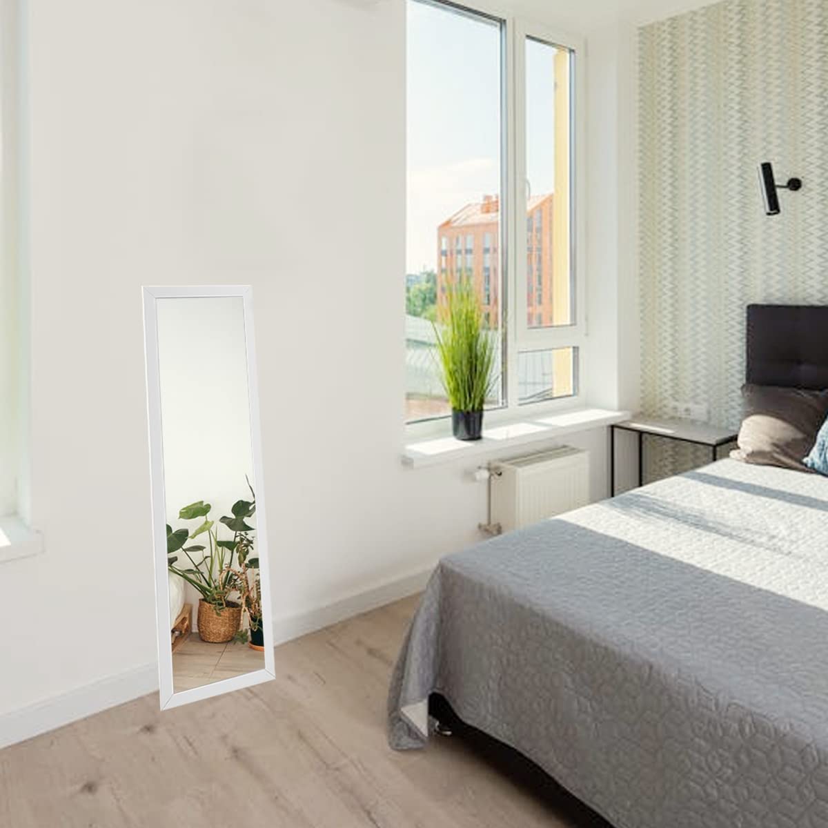 Over the Door Full Length Mirror Black or White Hanging Bedroom Wardrobe Workout Over the Door Full Length Mirror Black or White Hanging Bedroom Wardrobe Workout